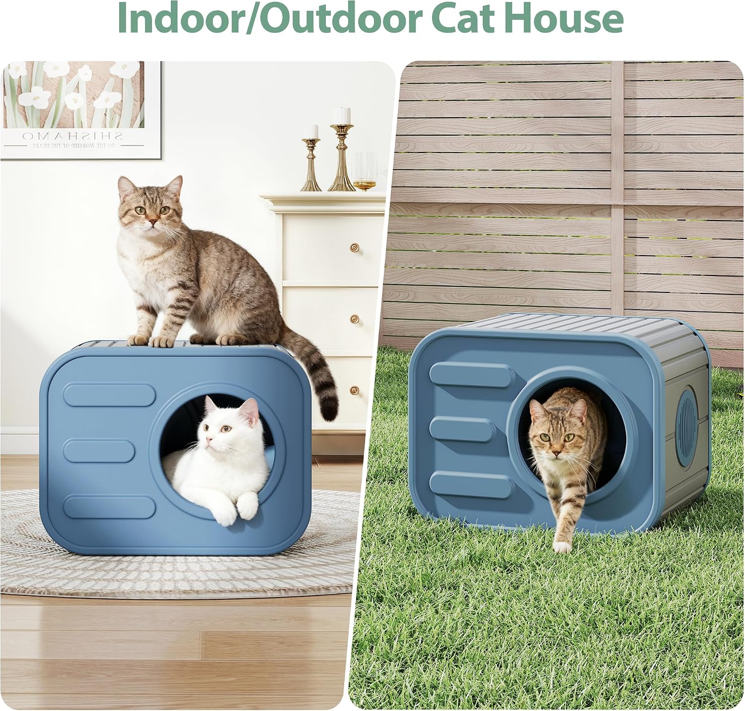 Outdoor Cat House Weatherproof Insulated Cat House Outdoor with Camera-Shaped Design Sturdy Resin Outside Cat Shelter for Patio, Garden