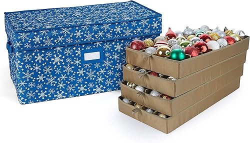 Covermates Keepsakes Caja de almacenamiento ajustable de 72 piezas Capacidad para adornos de 4 pulgadas Resistente Asas apilables