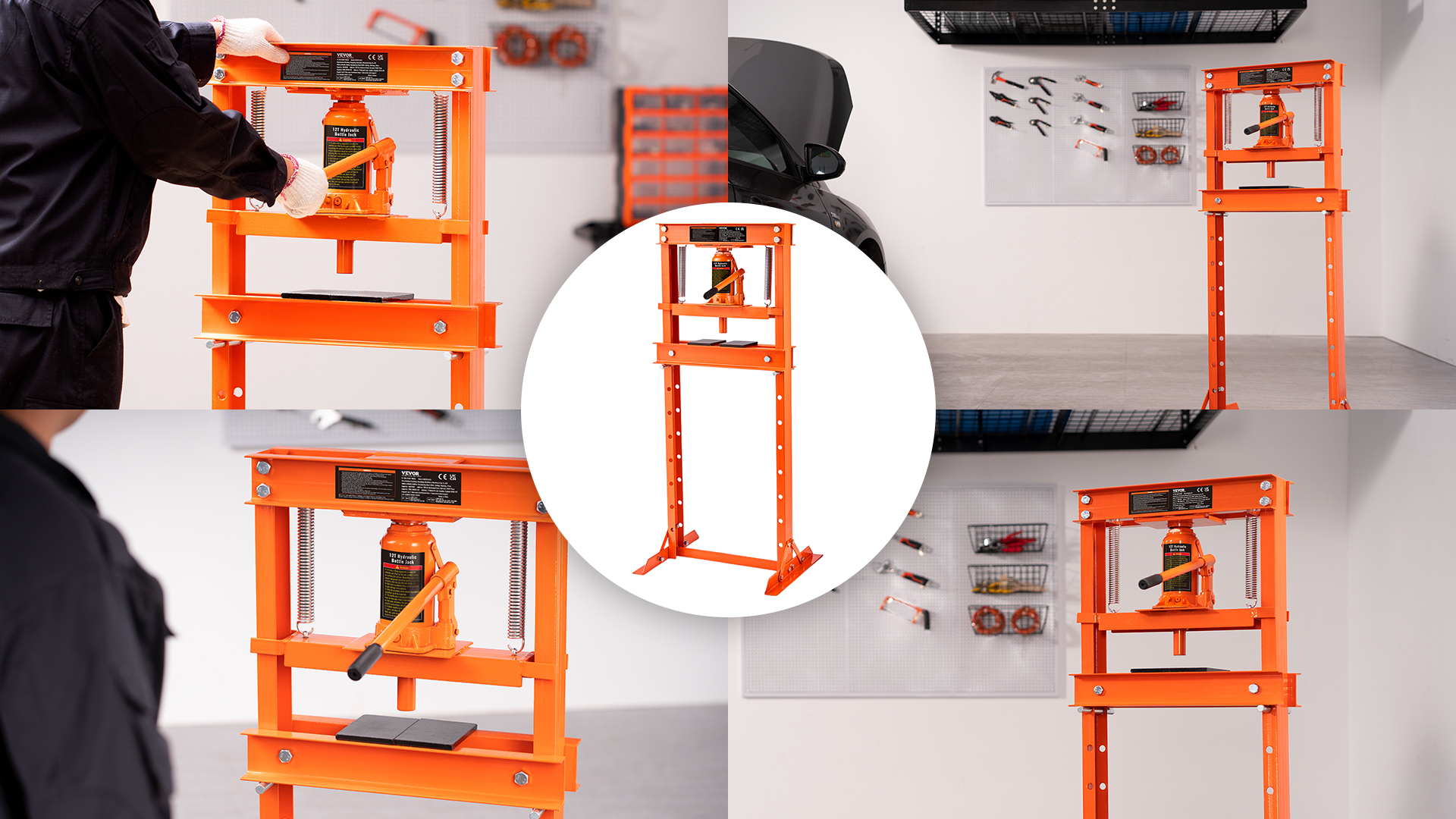 Amazon.com: VEVOR Hydraulic Shop Press, 12 Ton/26000lbs, H-Frame