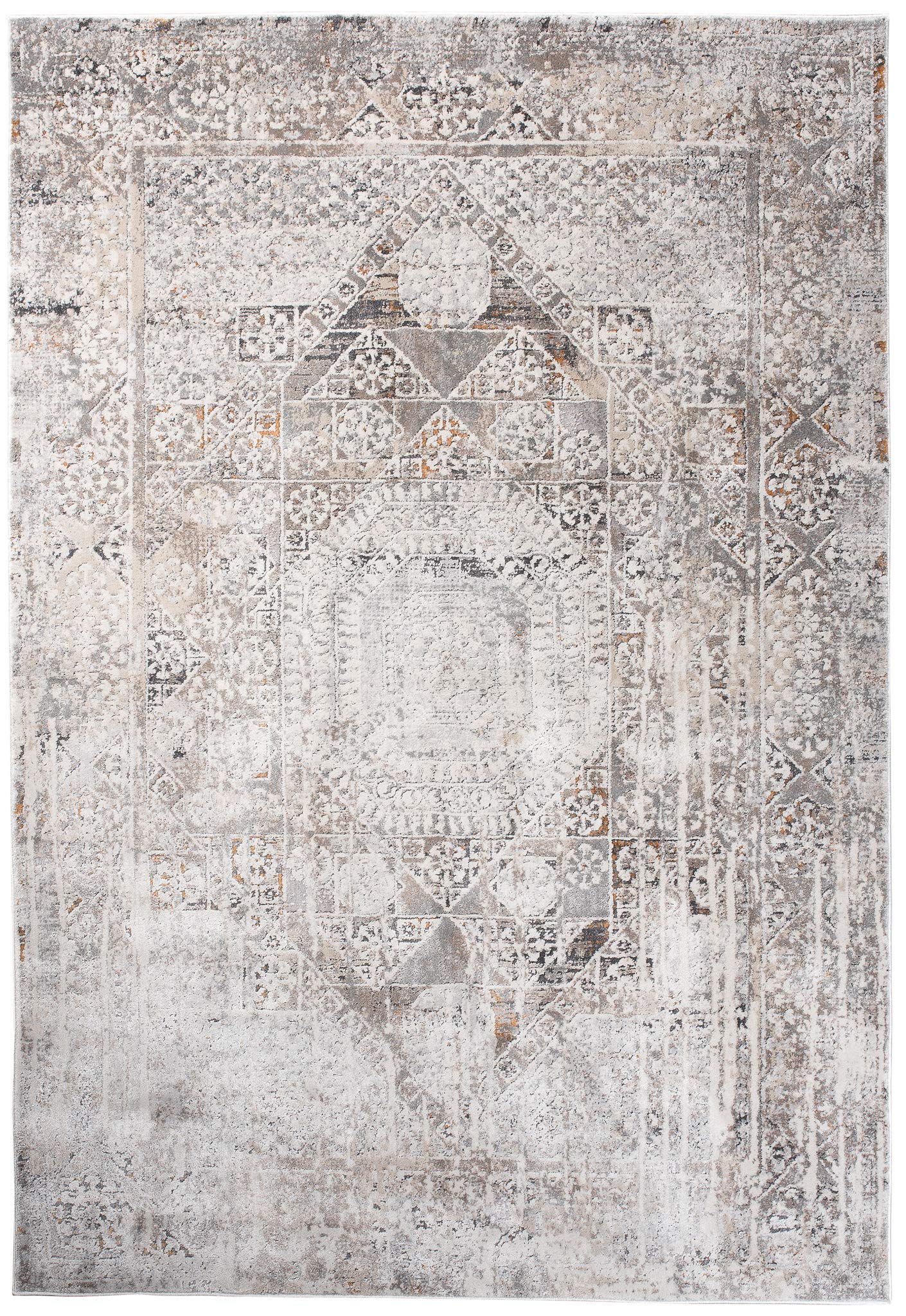 Tapiso Feyruz dywan z krótkim włosiem, jasnoszary, nowoczesny ornament, kwiatowy design, vintage, do salonu, sypialni, Ökotex 80 x 150 cm