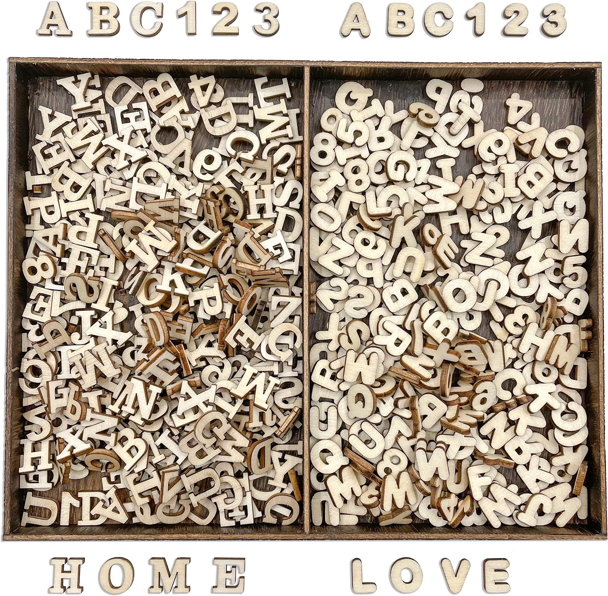 296 Pieces 0.75" Inch Mini Unfinished Wood Alphabet Letters