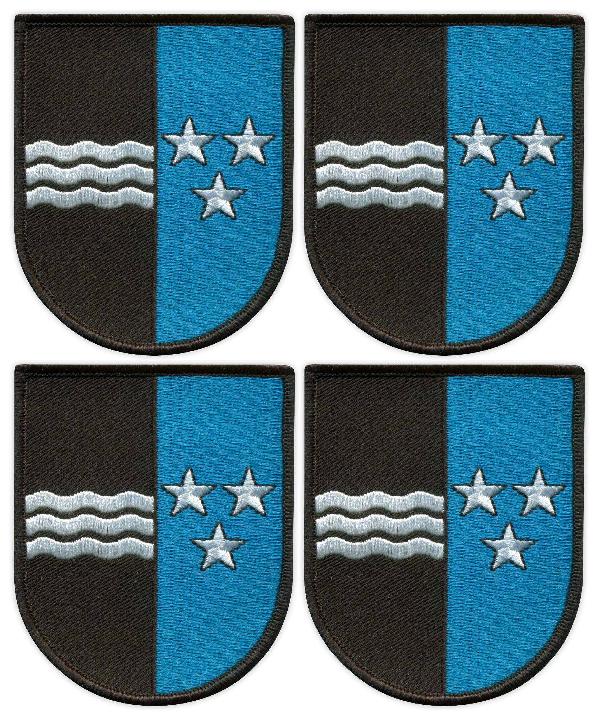 Zestaw Czterech - Patchion Herb Kantonu Argowia - Kantony Szwajcarii - Argowia - Czarny Oraz - Hafciana Łatka/Odznaka/Emblemat