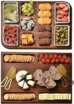 Shanik Premium Charcuterie Board Extra Large 31.5" Magnetic Double-Sided Cheese & Meat Serving Tray and Cutting Board, Acacia Wood Kitchen Essential, Wedding & Housewarming Gift