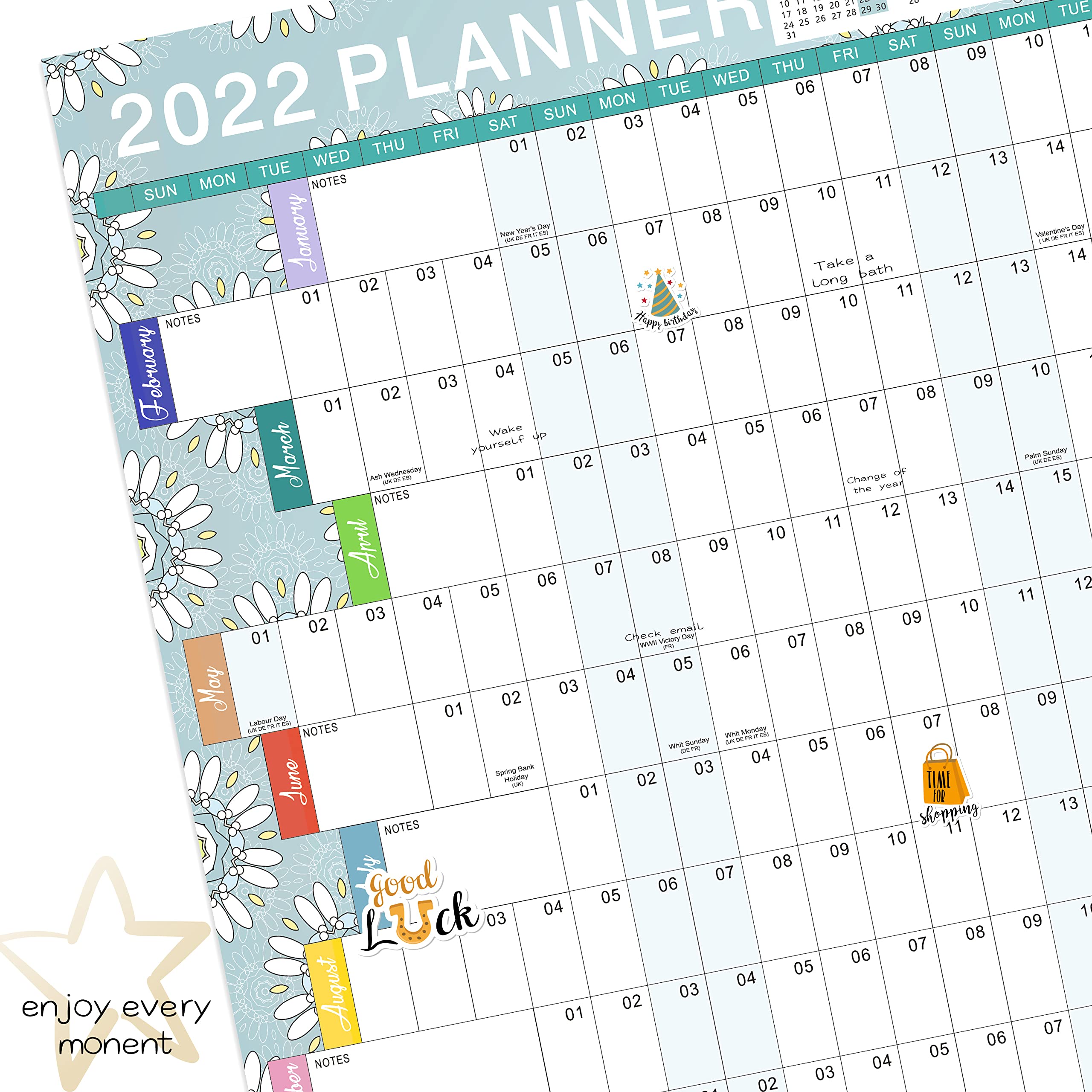 Wall Planner 2022, Family Planner 2022 from January to December, Wall