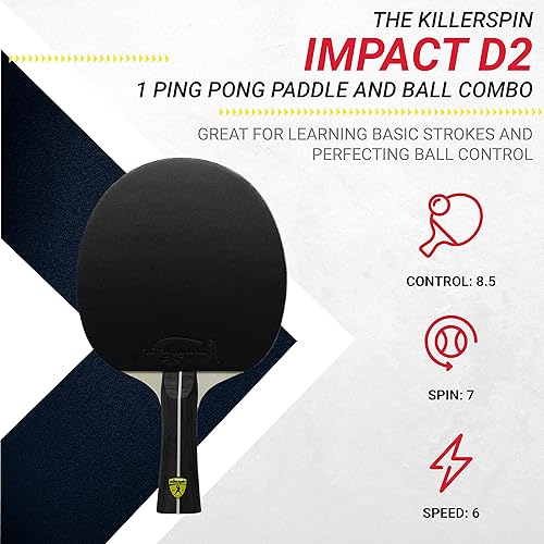 Miniatura 4 de Killerspin Impact SmartGrip - Raqueta de ping pong negra con funda, equipo de tenis de mesa para principiantesintermedios, garantiza un buen control