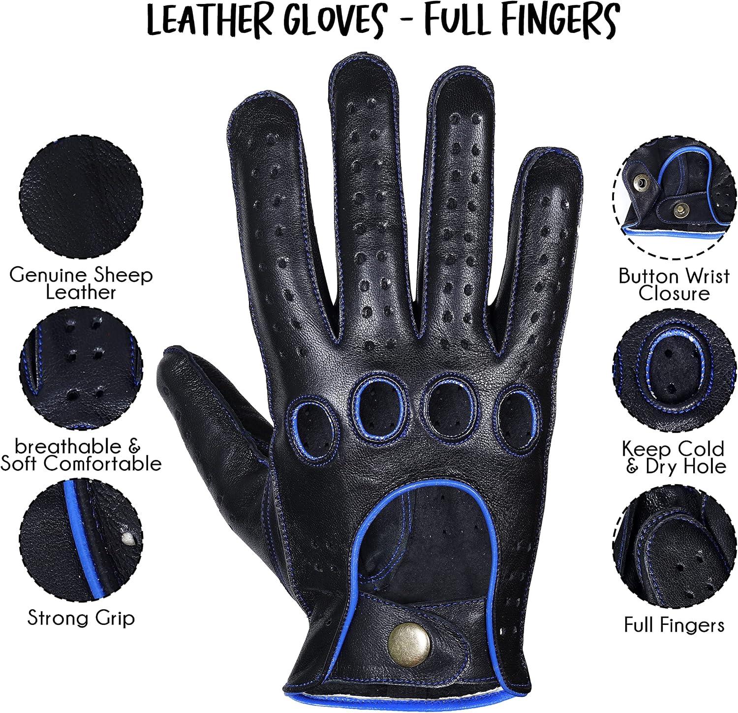 Genuine Leather Gloves, Lambskin leather gloves, motorcycle gloves, Leather Knuckle Fit Gloves