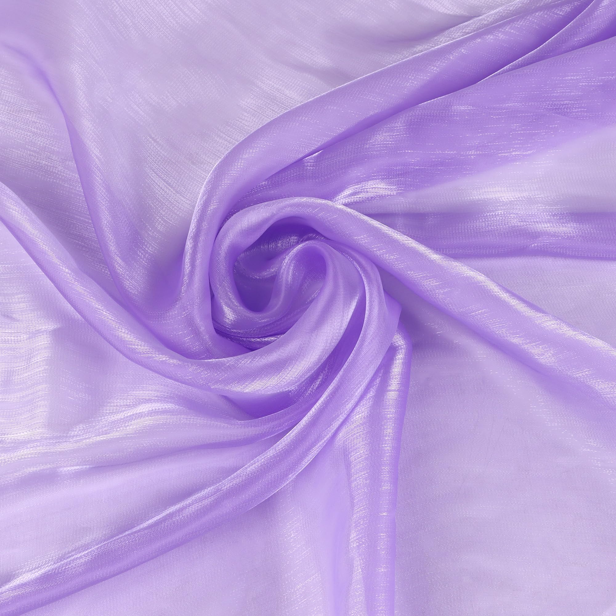 DERAYEE Organza Fabric, Shiny, Stylish, 6 Colors to Choose From, Approx. 59.1 x 78.7 inches (150 x 200 cm), Cut, Plain, Good Texture, DIY, Sewing, Crafts, Clothing, Gift (Light Purple, 6.6 ft (2 m)