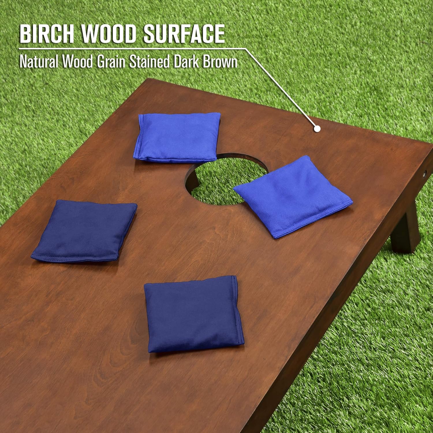 GoSports 4'x2' Regulation Size Wooden Cornhole Boards Set with Dark Brown Varnish | Includes Carrying Case and Bean Bags (Choose Your Colors) Over 100 Color Combinations