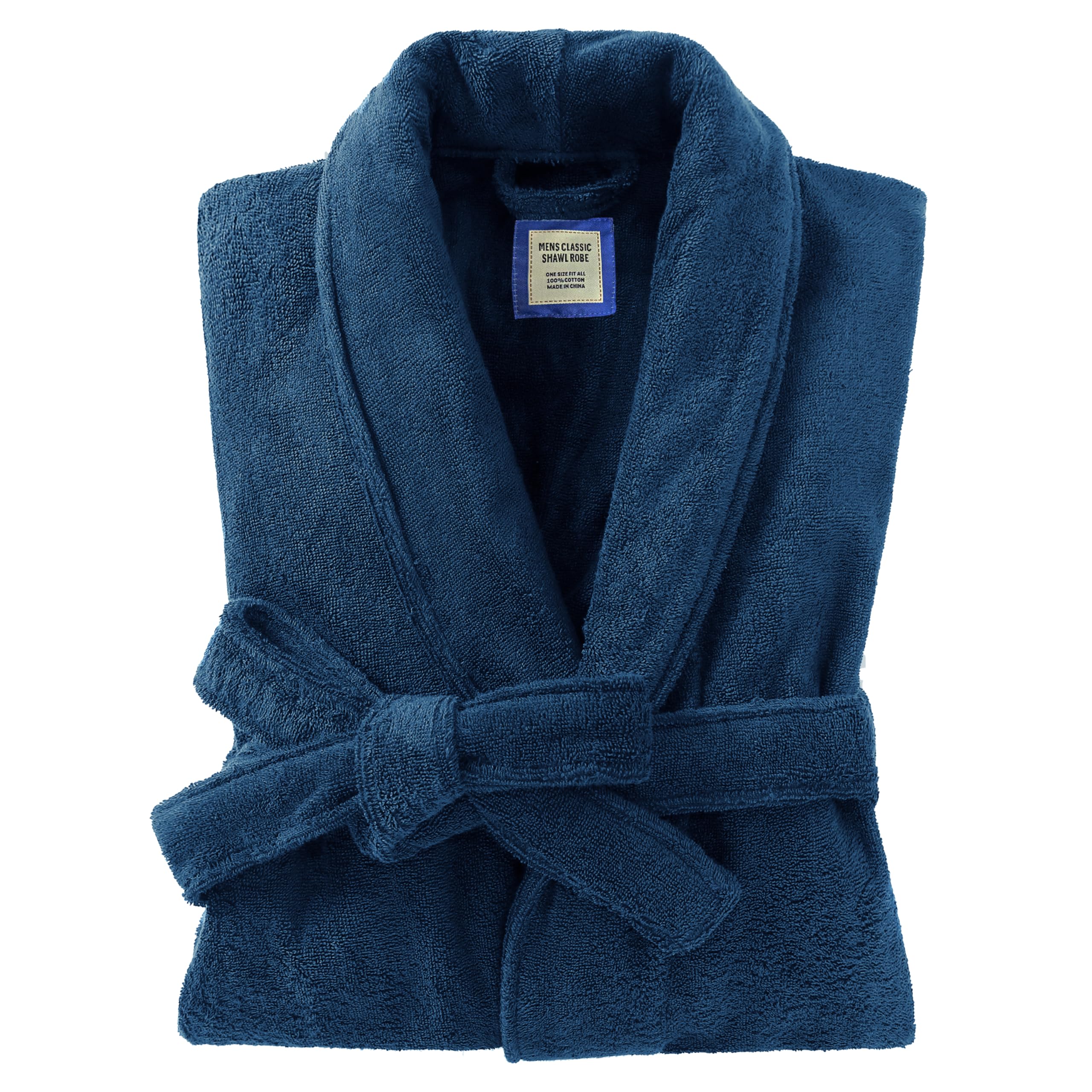 UTJZIBMen's Robe,Pure Cotton Robe for Men,Absorbent Bathrobe,Luxurious Terry Cloth Bathrobe with Shawl Collar
