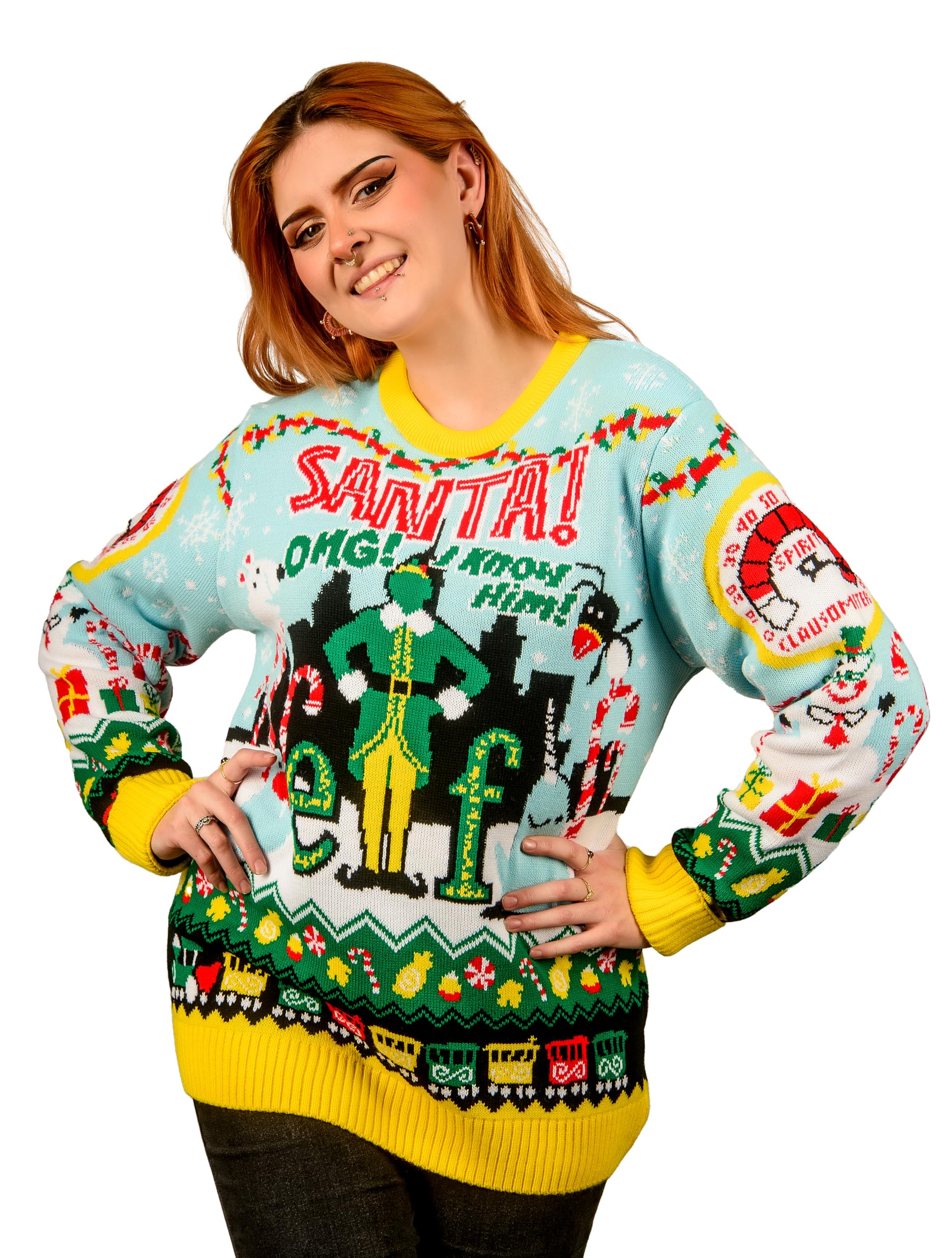 Elf OMG! I Know Him! Knitted Christmas Jumper - XXL