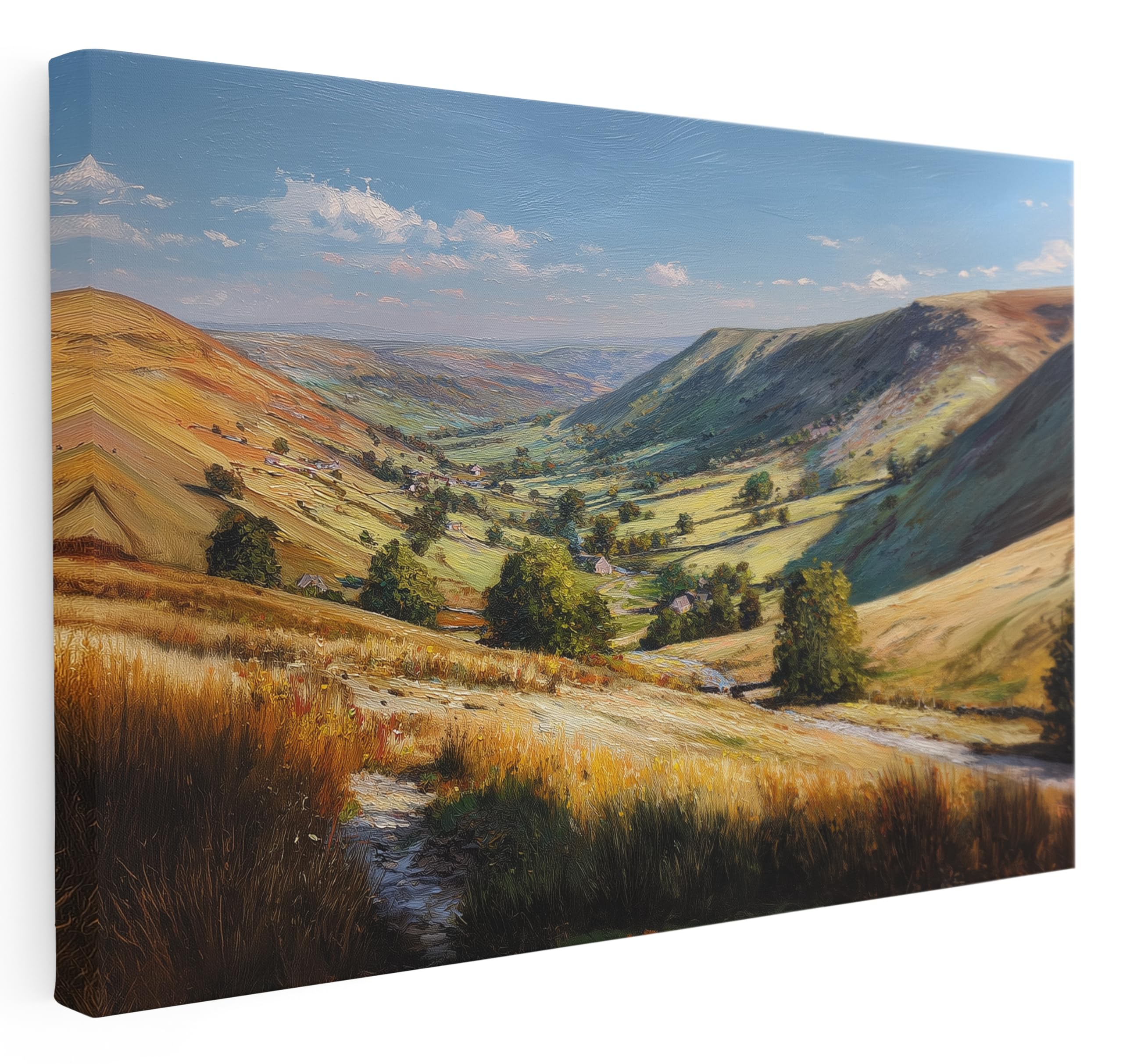Pastello English Countryside Collection Peak District Canvas Wall Art – Wall Art Print for Living Room, Bedroom, Office, Framed Artwork - Ready to hang (102cm x 77cm / 40x30inch)