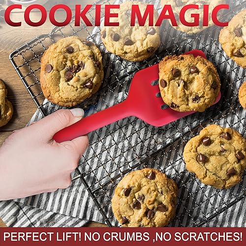 Miniatura 6 de MASUS Juego de 4 espátulas de silicona con espátulas de goma con un girador para sartenes antiadherentes, juego de espátulas de goma resistentes al