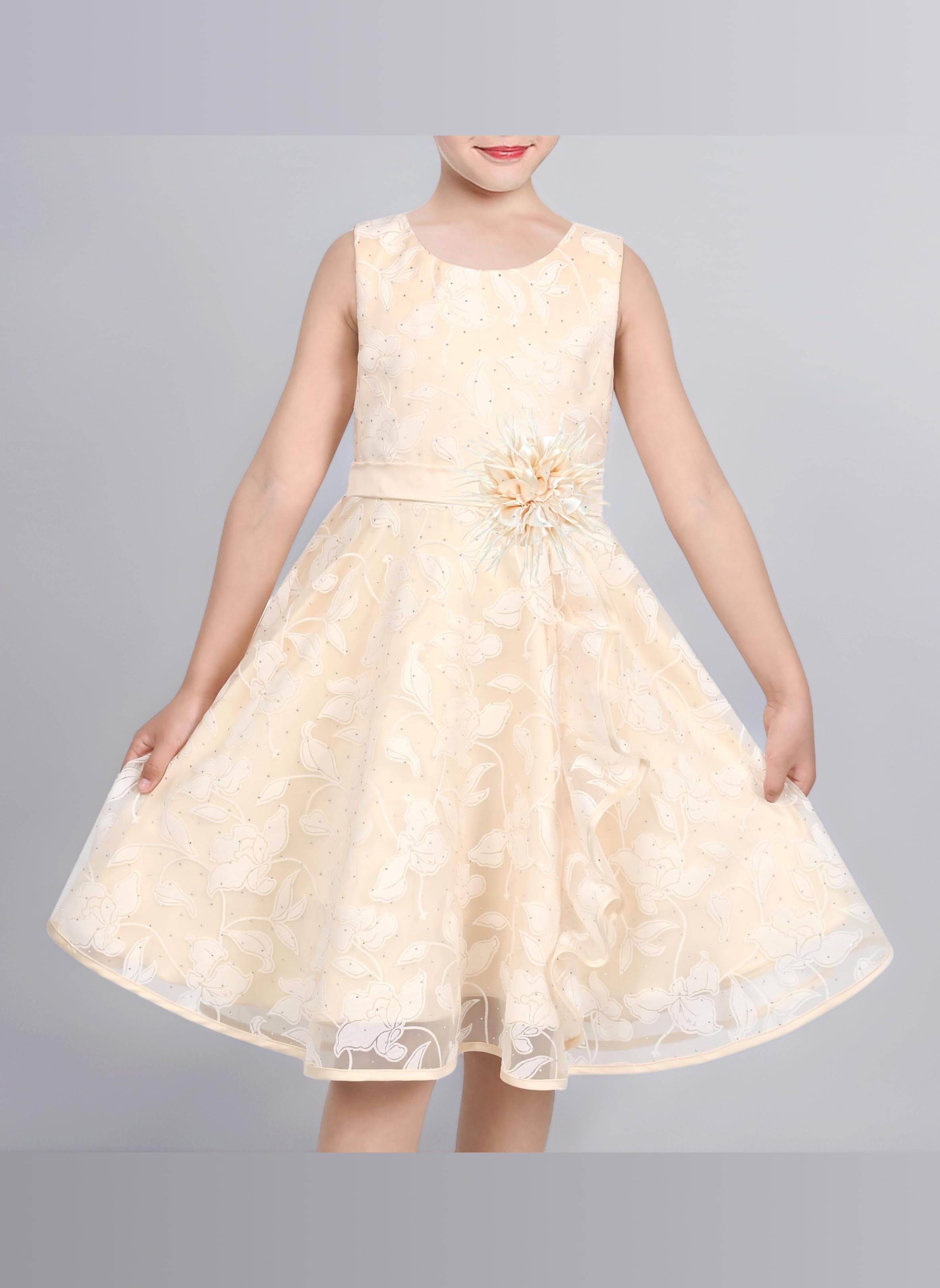 3 Layers Girls Dress Pink Flower Wave Pageant Wedding Size 4-12 Years