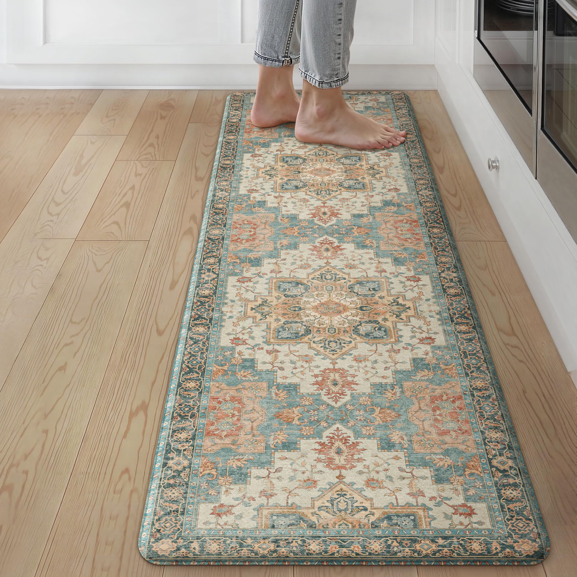 GENIMO Anti Fatigue Kitchen Mats for Floor 17"X59", Runner Rug,Peach
