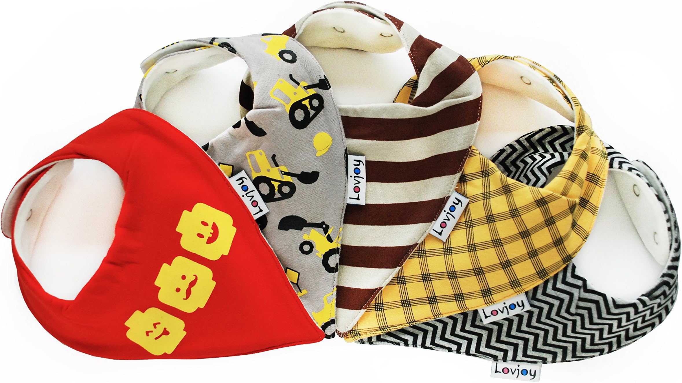 Lovjoy Bandana Baby Bibs (5 Pack) Super Absorbent & Soft for Ultimate Comfort with Adjustable Snaps- Cute Baby Gift for Boys & Girls. …