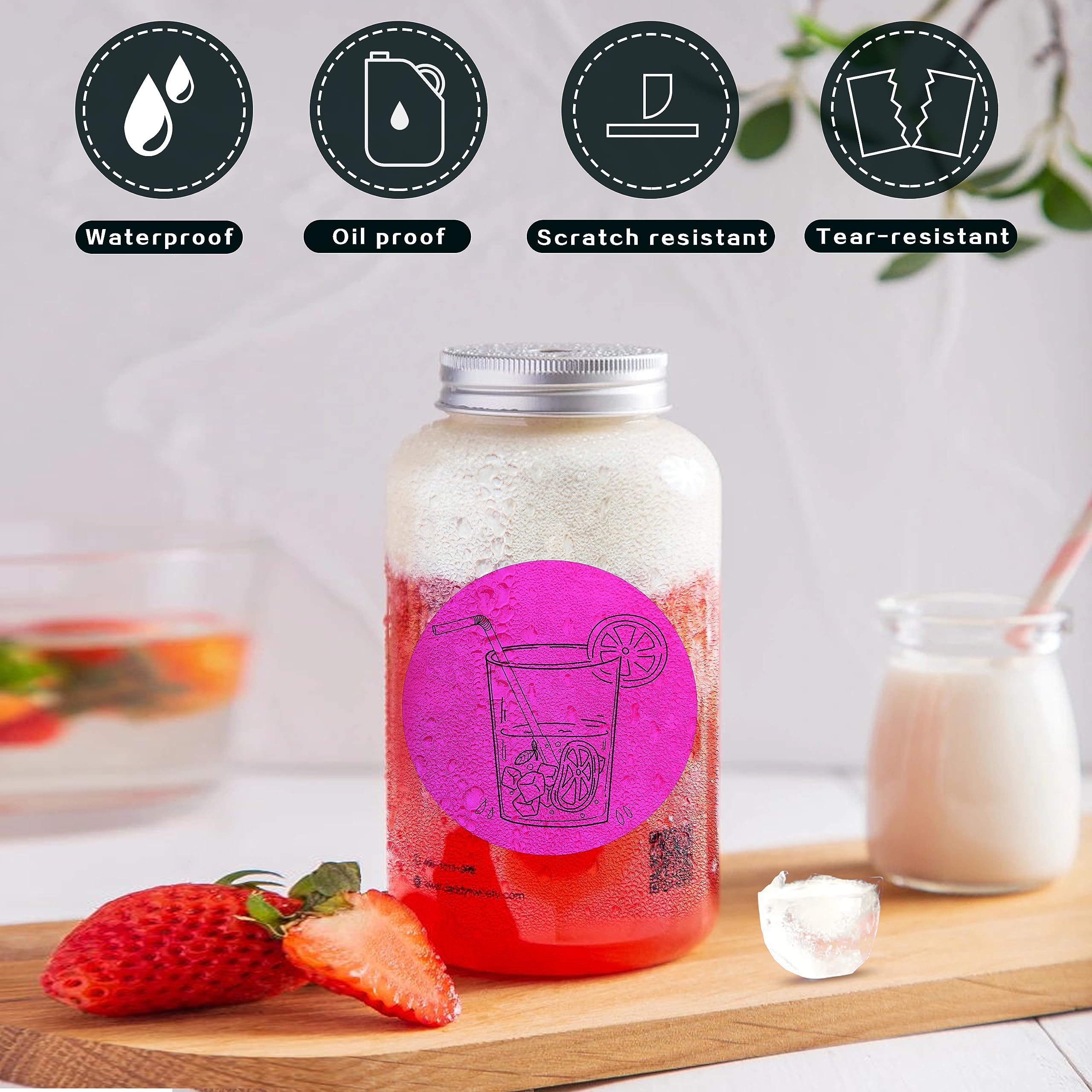 PARLAIM Runde Thermo-Etiketten, 7,6 cm, fluoreszierendes Pink, 500 Stück, Kreis-Thermodrucker-Aufkleber für Zuhause, Geschäft, Flasche, DIY-Design, QR-Code, Namensschild, Umzugskarton, Adress-Etikett