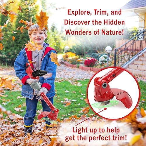 Miniatura 8 de Juguete recortador de malezas para niños  Herramientas y equipos de jardinería para niños pequeños con luces y sonidos, incluye máscara de gafas de