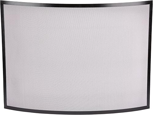 UniFlame, S-1042, pantalla negra curvada de la chimenea del hierro forjado del solo panel