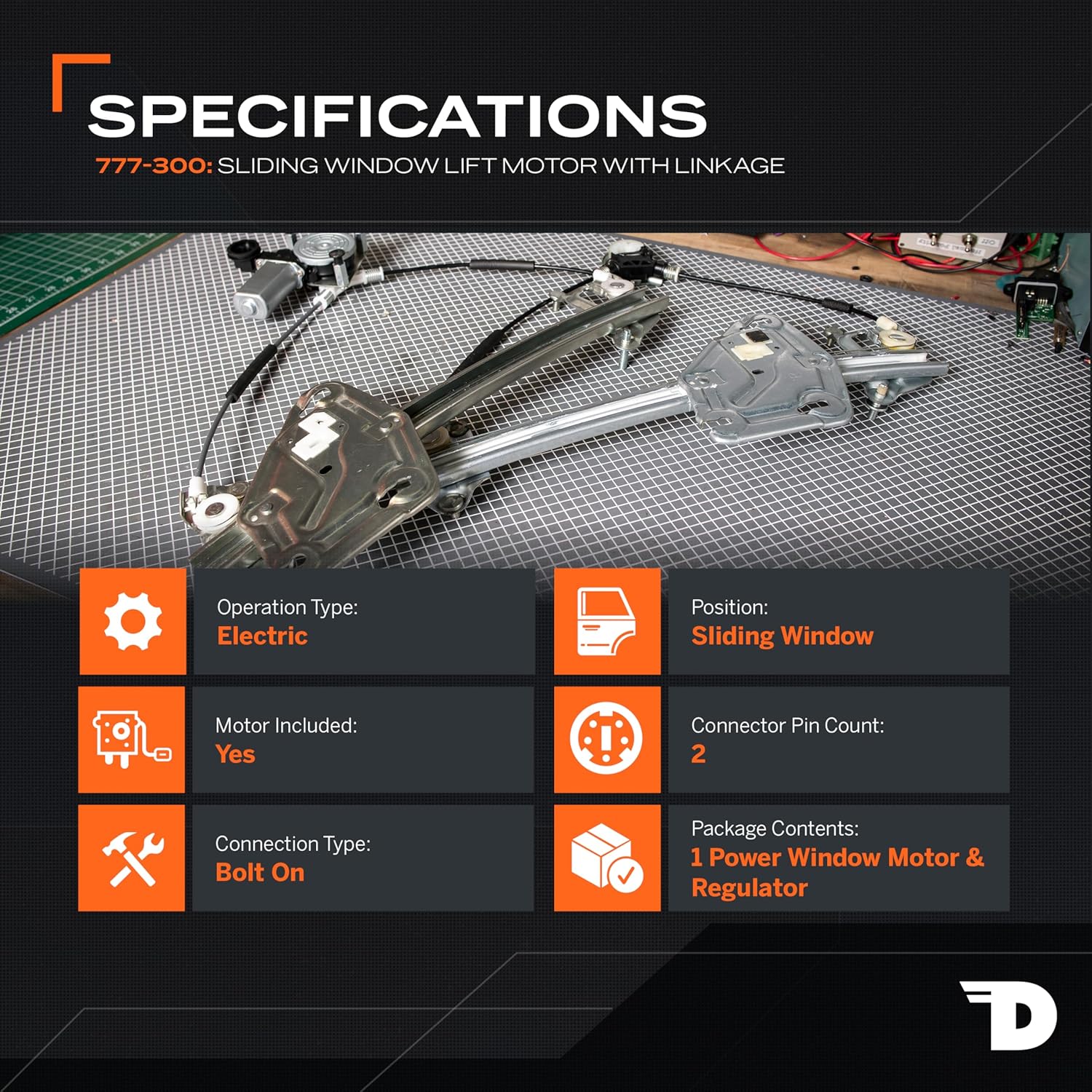 Dorman 777-300 Sliding Window Lift Motor With Linkage Compatible with Select Ford/Lincoln Models