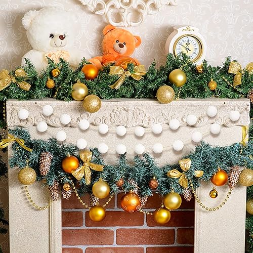 Miniatura 3 de Tegeme 4 piezas guirnalda de pompones de fieltro con bolas, decoración del árbol de Navidad, pancarta colgante para el hogar, adornos de bolas de