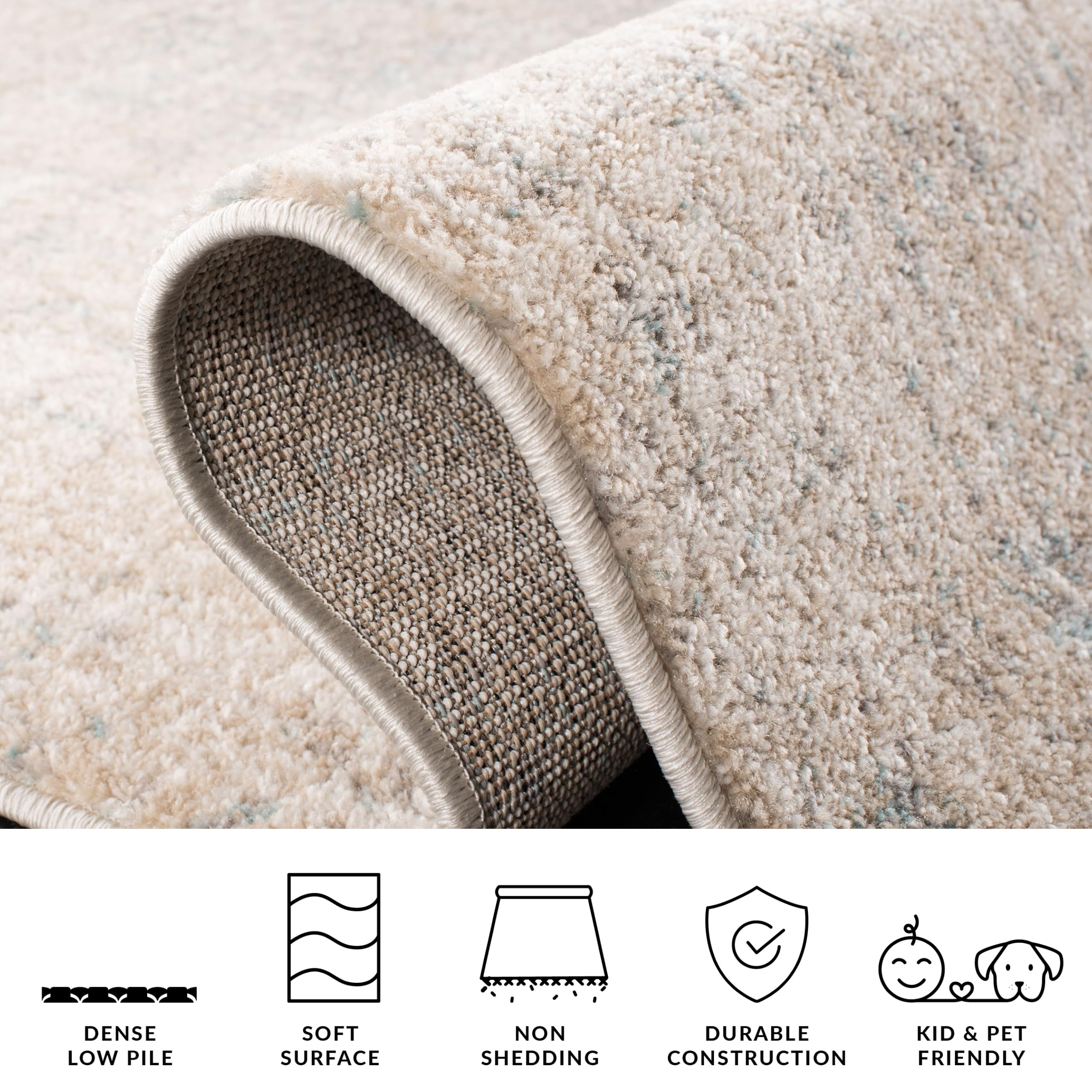 SAFAVIEH Tapis Contemporain pour Salon, Salle à Manger, Chambre à Coucher - Adirondack Collection, Tapis à Poil Court, Beige et Ardoise, 244 X 305 cm