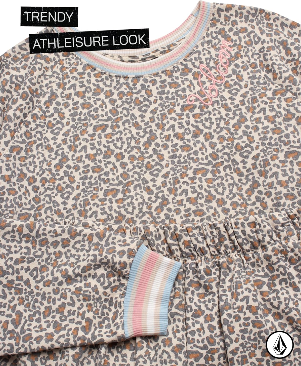 Volcom Girls Sweatpants Set - 2 Piece Fleece Fashion Crewneck Sweatshirt and Jogger Sweatpants for Girls Matching Set - Image 3