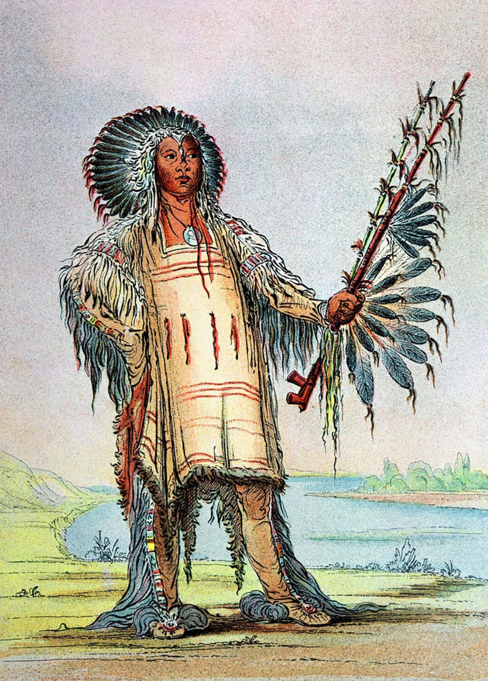 SERENDIPITP Abstract Painting Mural Print Picture Wall Decor Painting Mandan Indian Ha Na Tah Muah Animal Chief by George Catlin Vintage Wall Artwork for Home Decor 60x90cm