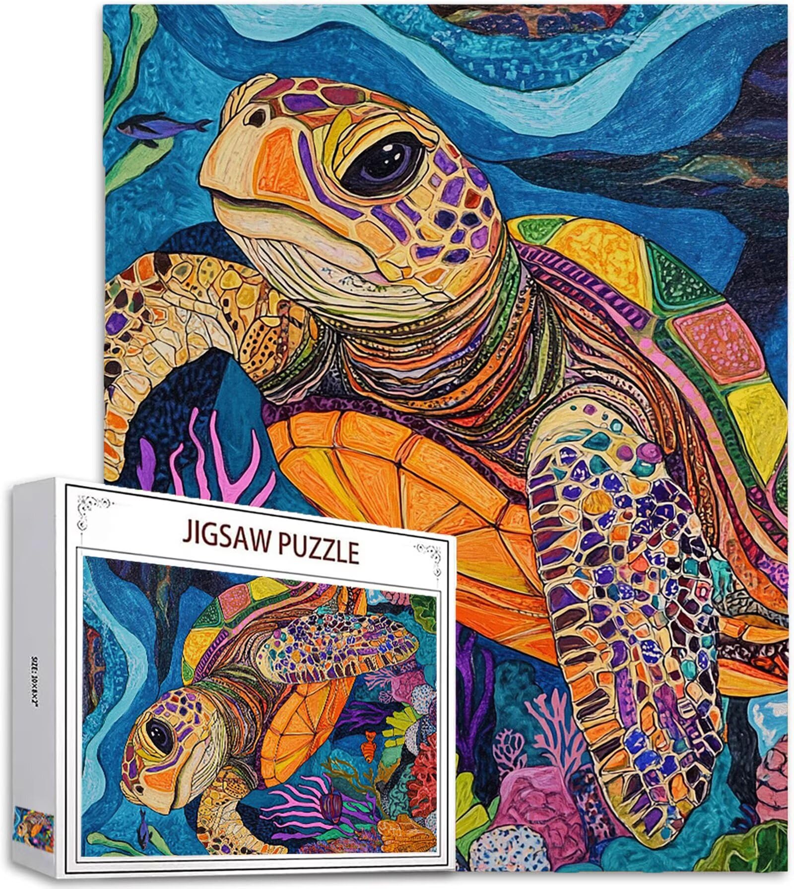 Kolor Puzzle 6000 sztuk, 5D DIY Puzzle żółw morski Puzzle 14 lat dorośli i nastolatki, układanki logiczne Relaks i inteligencja, wystrój pokoju na ścianę, prezent dla kobiet, 179 x 105 cm, model525