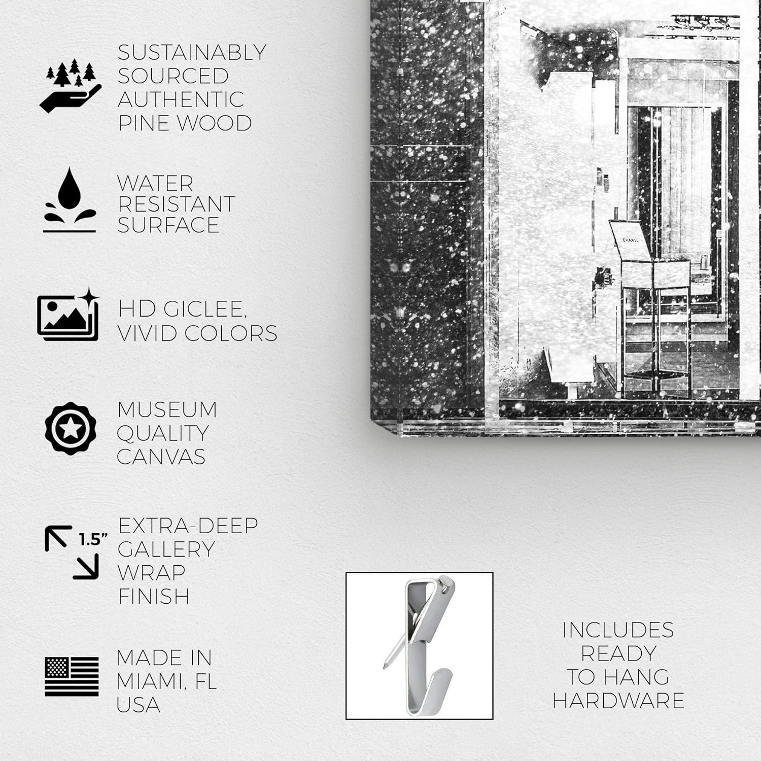 Oliver Gal Artist Co. Fashion and Glam, Canvas Wall Art, 'Queen of The Store Noir' Lifestyle, Ready to Hang Living Room, Bedroom and Bathroom Home Décor, 40x40, Black Canvas Art