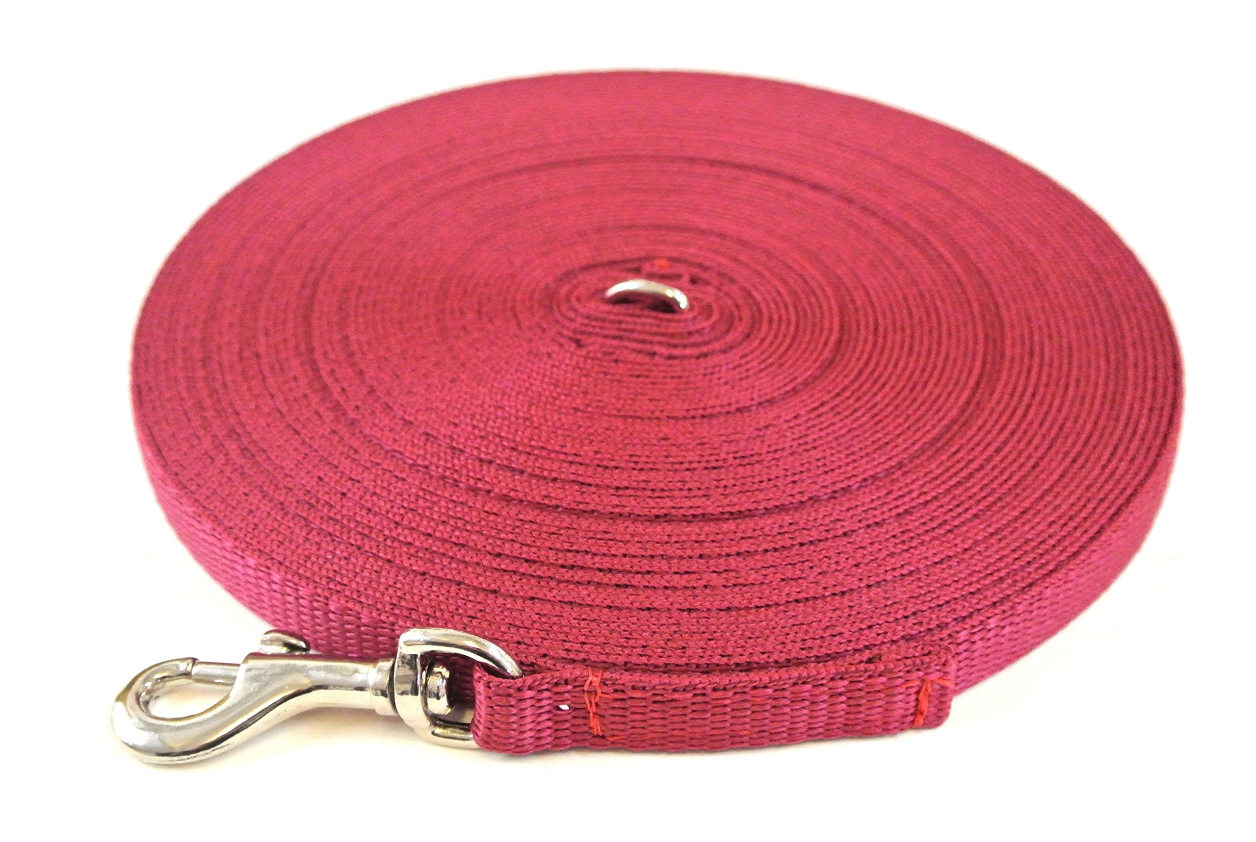Puppy Training Lead Small Dog Recall Obedience Training Leash 10ft (3m) in 13mm Strong Webbing in (Burgundy)