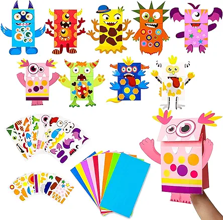 WATINC 9Pack Monster Hand Puppets Art Craft Paper...