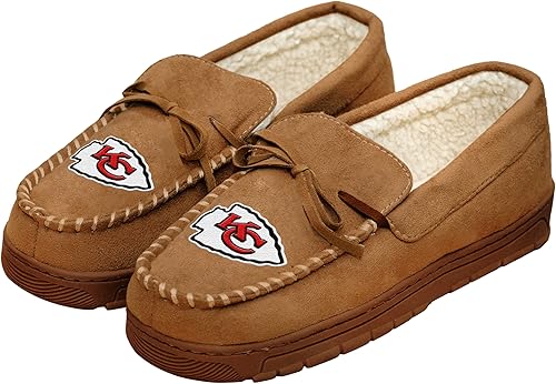Miniatura 55 de FOCO Mens NFL Team Logo Moccasin Slippers Beige,Color del equipo
