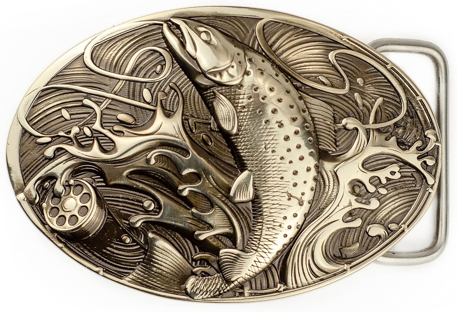 Trout german silver Belt Buckle, Handmade solid nickel silver buckle Salmon, Fisherman belt buckle gift for men and women for casual belt