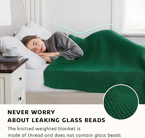 Miniatura 5 de L'AGRATY Manta de punto con peso, 60 x 80 pulgadas, 20 libras, manta pesada de punto grueso refrescante para adultos, manta de ganchillo trenzado,