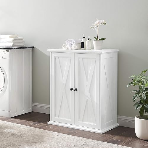 Miniatura 9 de Crosley Furniture Clifton - Armario de almacenamiento apilable para despensa con estantes, cocina, comedor o lavandería, color blanco envejecido