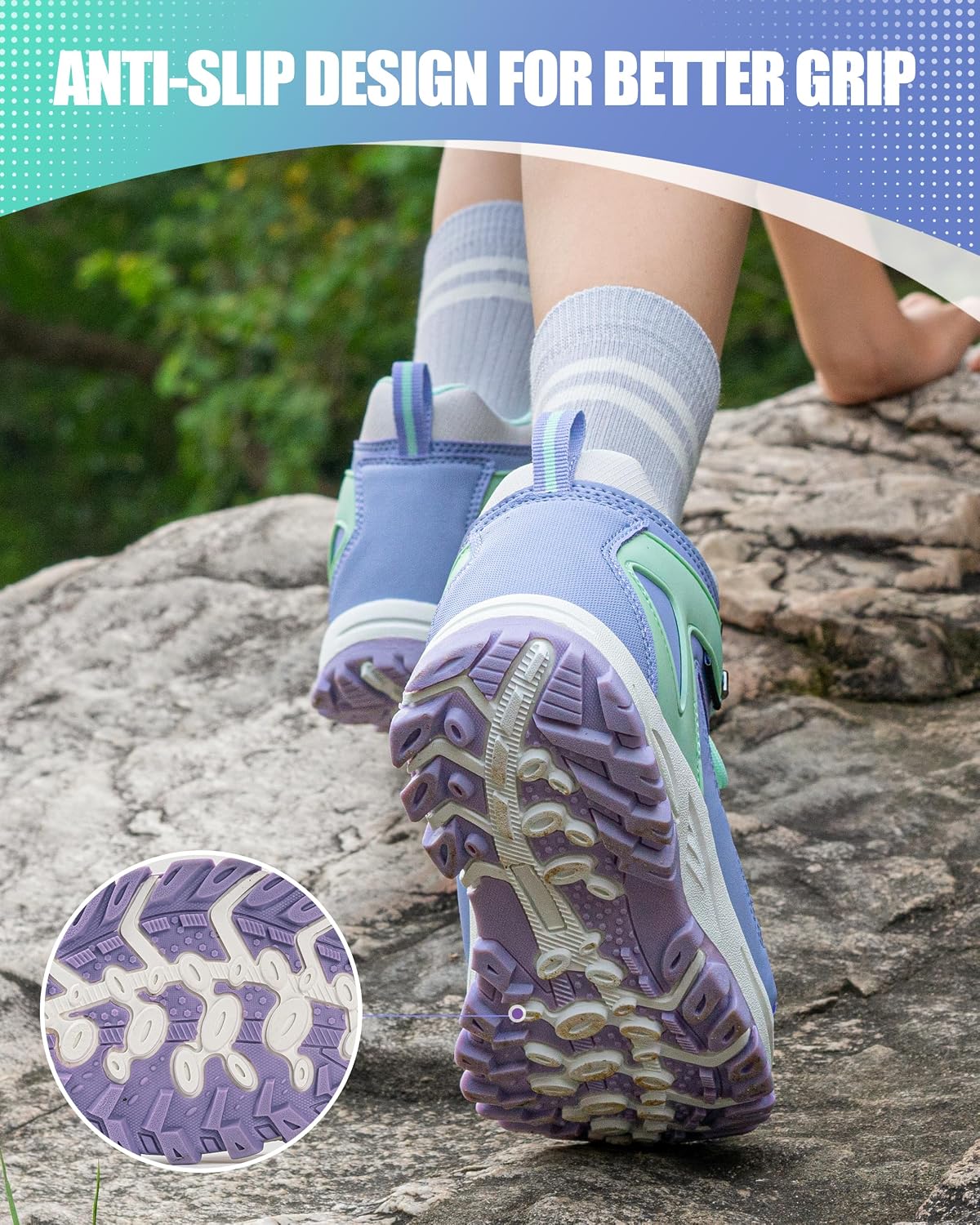 R CORD Kids Hiking Boots Waterproof Non-Slip for Outdoor Lace-Up Closure Girls Hiking Boots Durable TPR Traction Outsole Kids Hiking Shoes