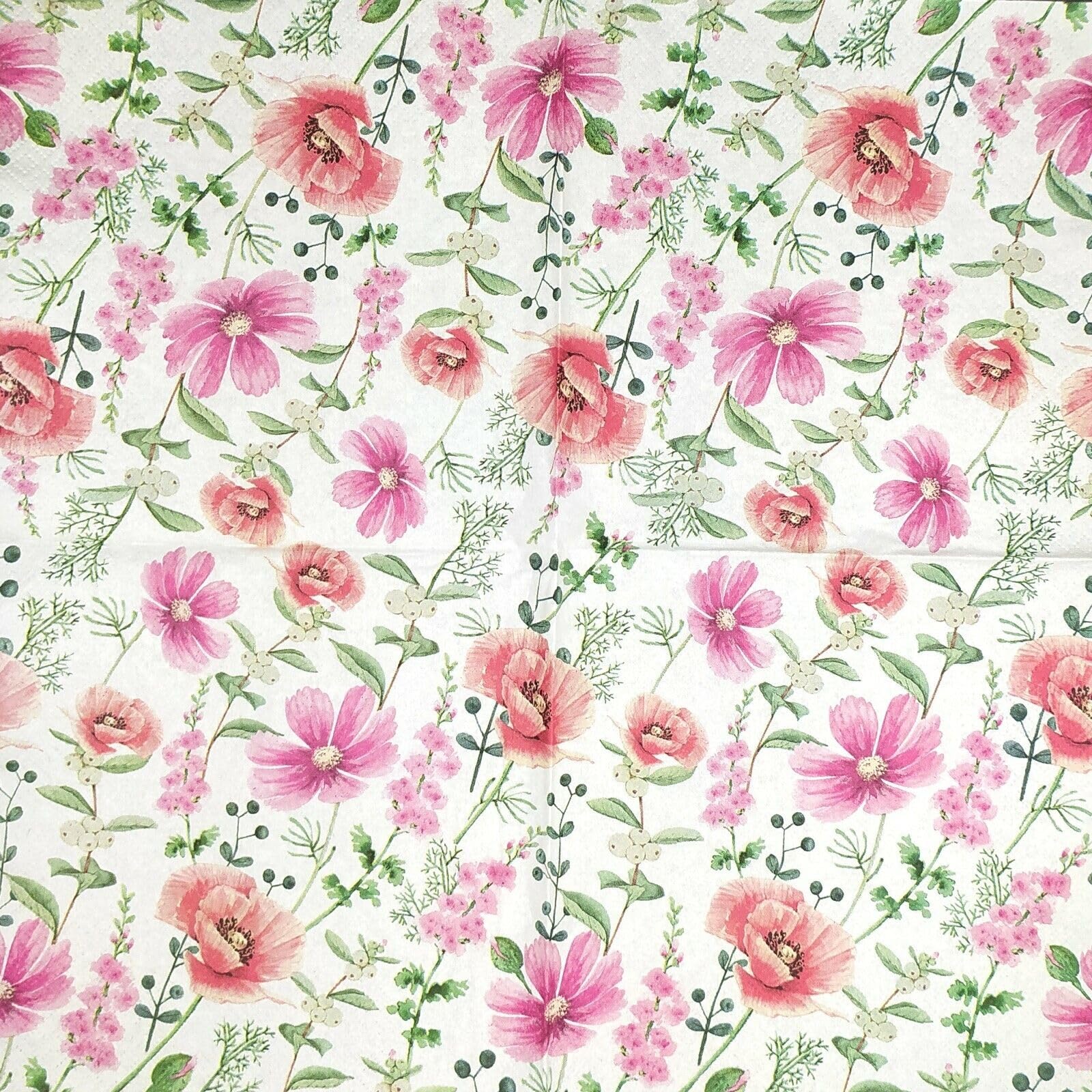 AM Décor - 20 servilletas de papel suave de 3 capas para decoupage, 13 x 13 pulgadas (desplegadas) (flores de campo, amapolas)