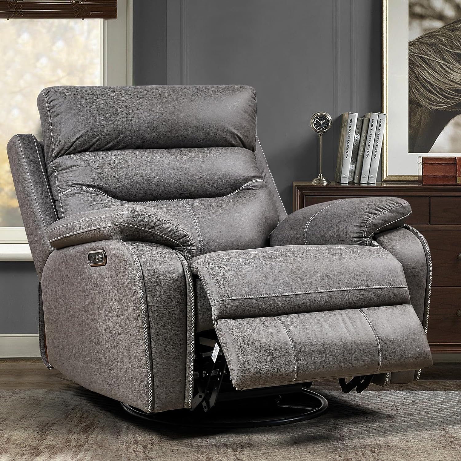 Plococo Swivel Rocker Recliner Chair with Electrical