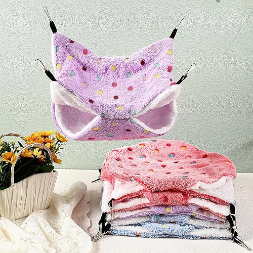 Miniatura 4 de Sadnyy Hamaca de 6 piezas para conejillo de indias, cama de hurón de doble capa, hamaca colgante para animales pequeños, hamaca para mascotas,