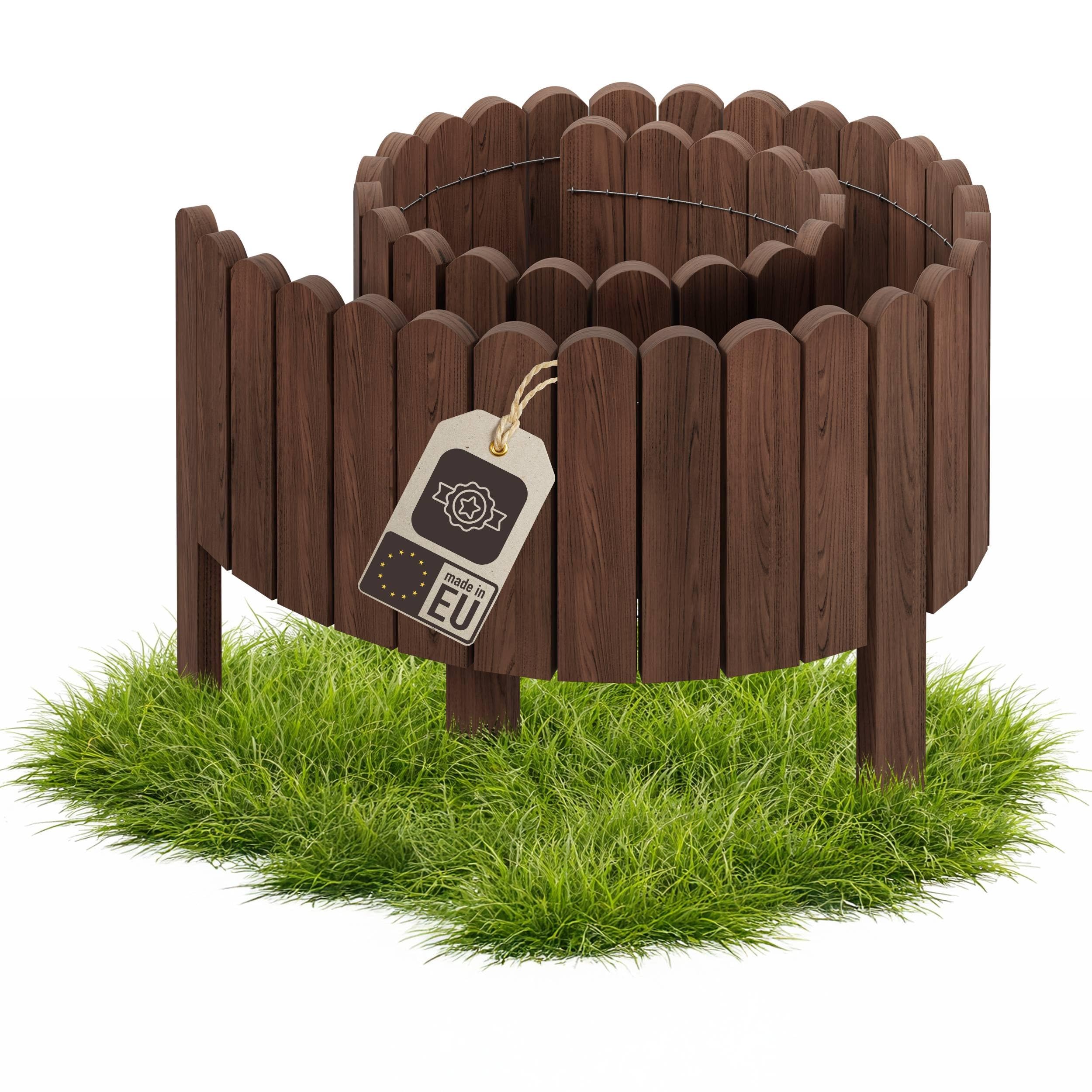 be4nature Flexible Wooden Garden Border 20 x 200 cm Dark Brown pressure treated roll border lawn edging decorative garden fence palisade bed edging