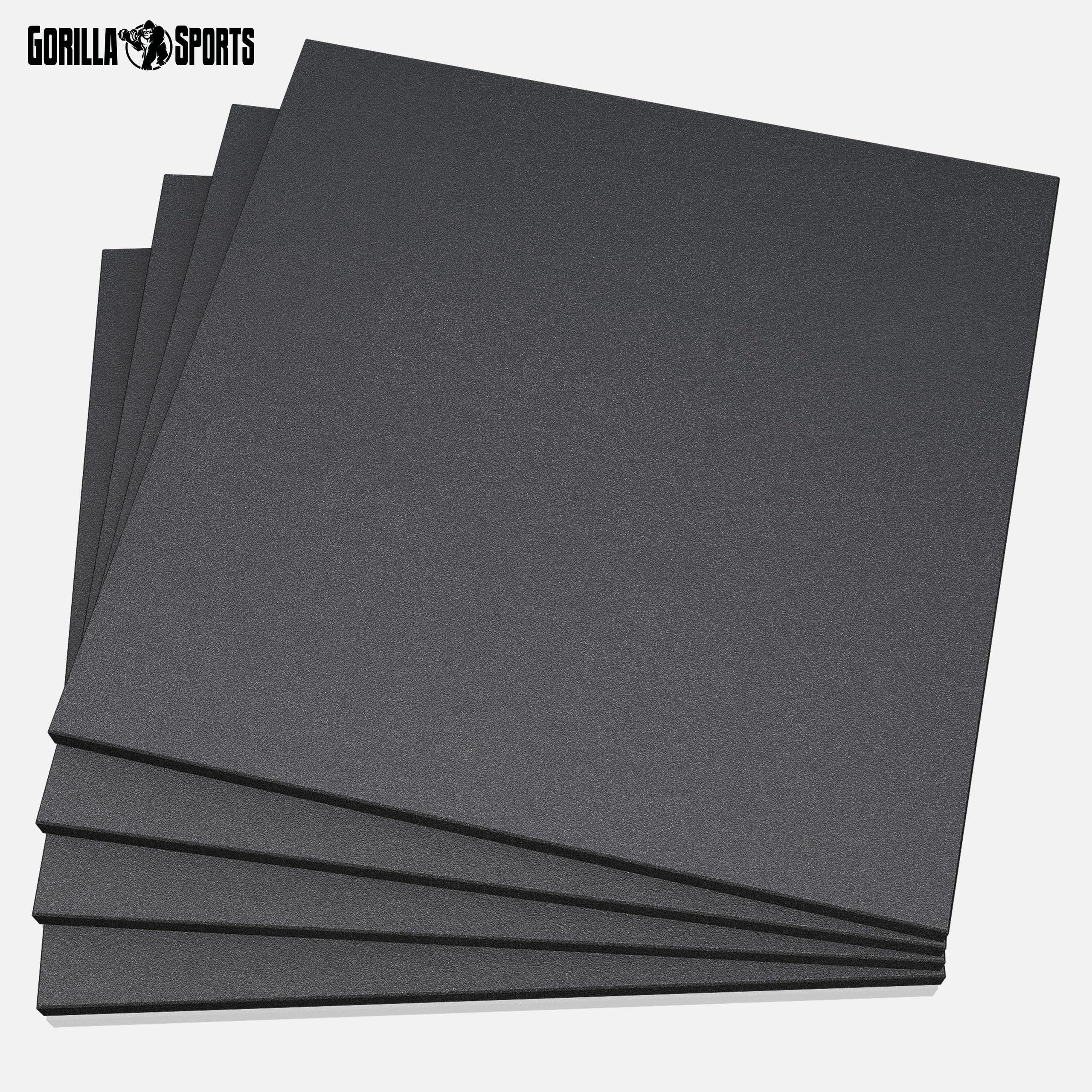 Gorilla Sports® Tappetino Palestra - 100x100cm, Singolo o Set di 4x50x50cm, Spesso 2cm, Antiscivolo, Gomma - Tappetini Fitness, Materassino, Tappeto Esercizi, Protezione per Pavimento