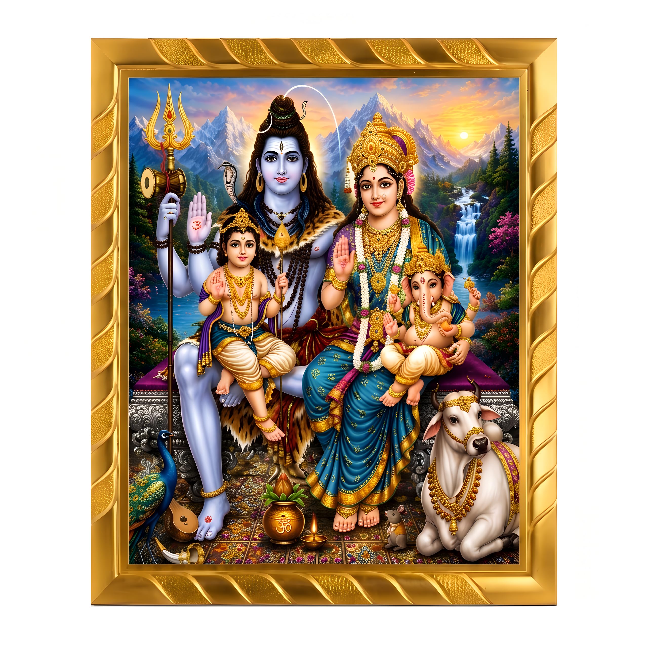 Manekash Shiv Parivar Photo Frame for Home Decor | Lord Shiva Parvati Ganesha Kartikeya Family Wall Art for Mandir, Living Room & Office | Mahadev Family Spiritual Gift (6x8 Inch)-image-12