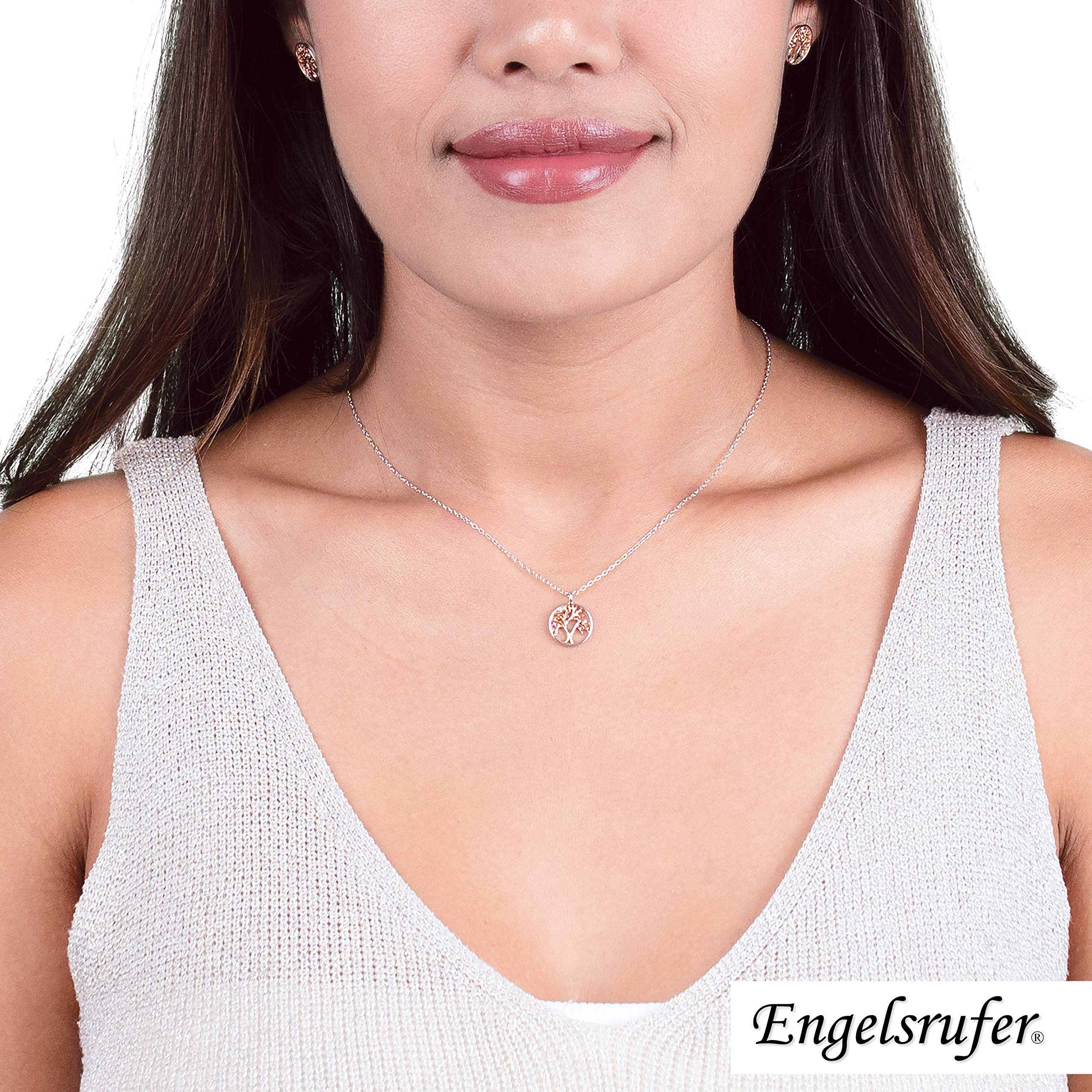 Engelsrufer - Damen Silber Halskette mit Lebensbaum Anhänger in rosegold, Bicolor Kette mit Kettenanhänger Baum des Lebens, zierliche Damenkette aus 925 Sterlingsilber