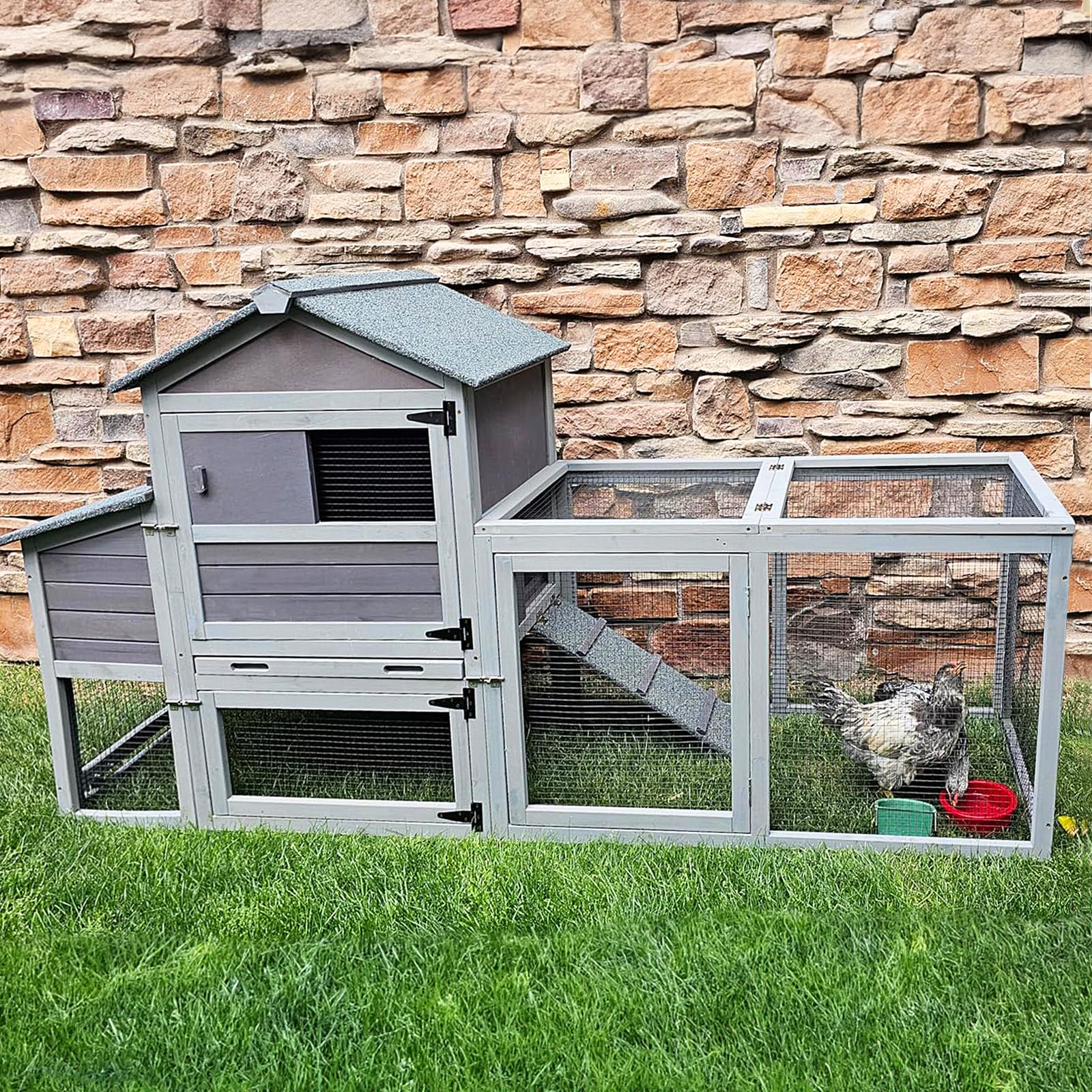 GUTINNEEN Chicken Coop On Wheels Chicken House Movable Wooden Hen House