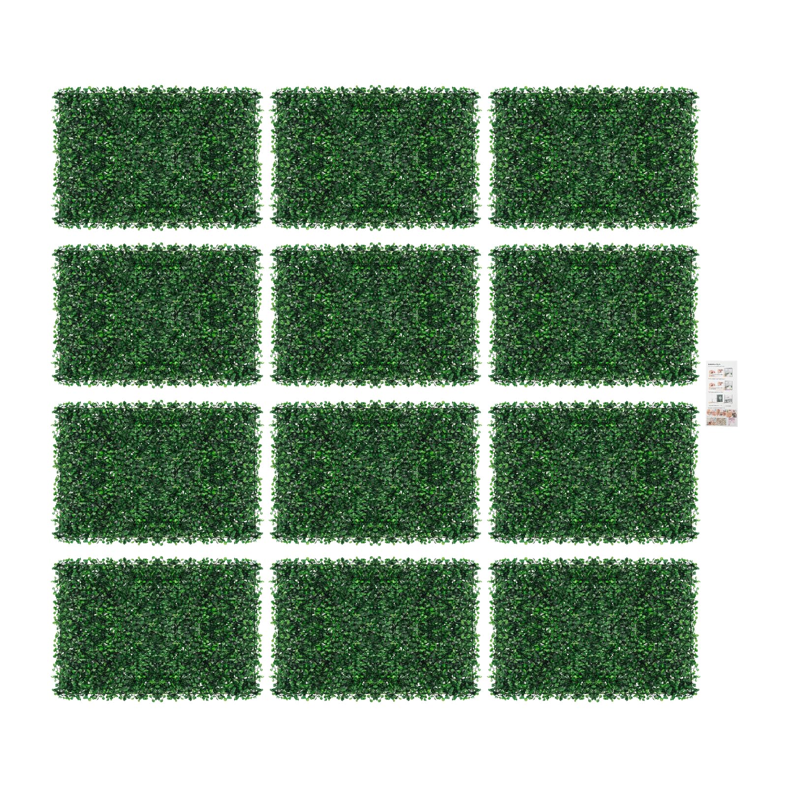 12 pièces Plante Artificielle Cadre de Grille Snap Style Haie Artificielle Panneaux Muraux 60x40cm L'intérieur/L'extérieur Mur Végétal Artificiel pour Patio, Porche, Écran D'intimité