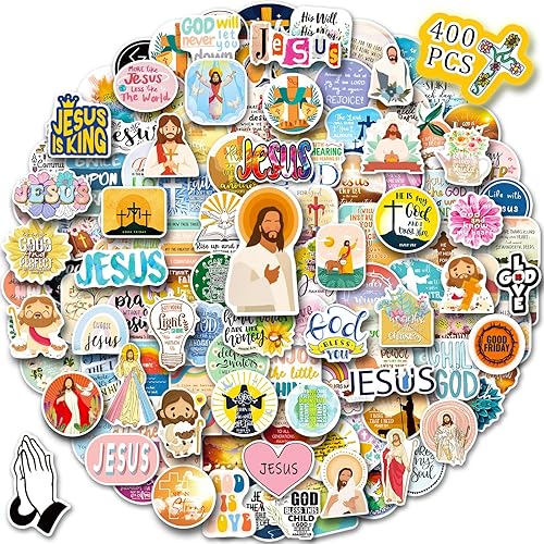 Miniatura 1 de WAKEMOODEI 400 calcomanías cristianas, calcomanías de versículo bíblico de Jesús para diario, calcomanías religiosas motivacionales, paquete de