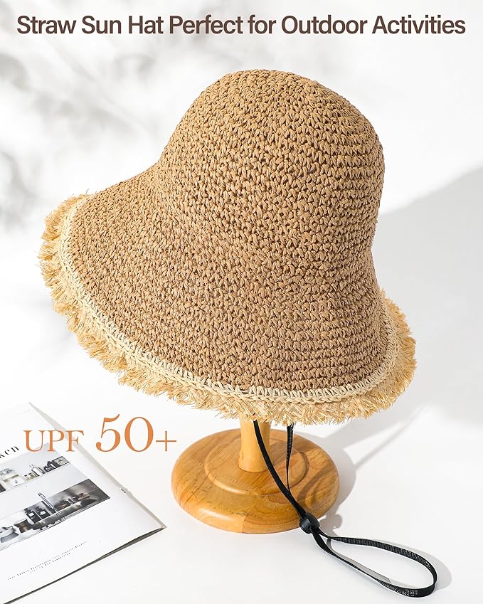 Sombrero de playa mujer | Protector solar UPF 50+ caqui miniatura 4