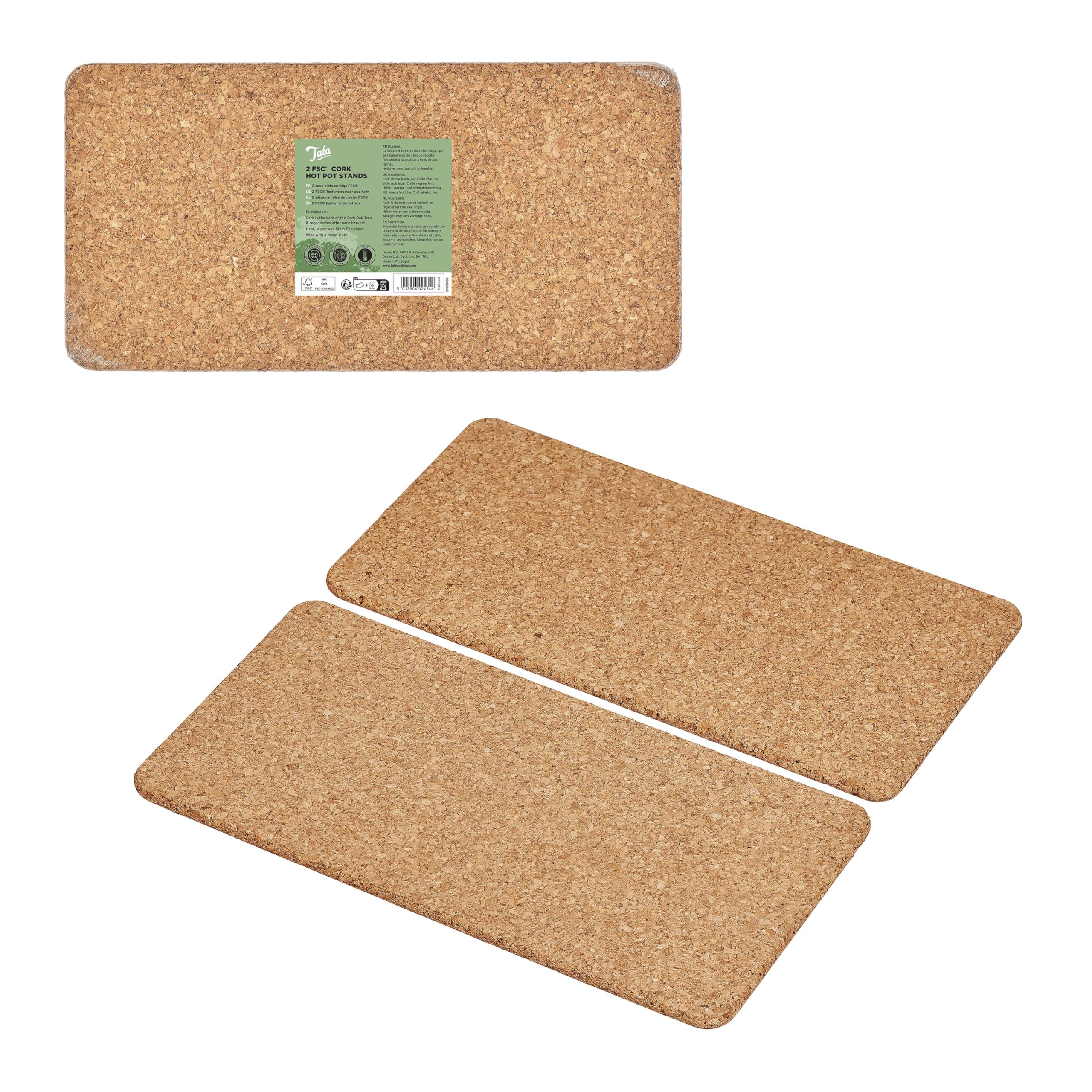 Tala 2 Rectangular Hot Pot Stands in Natural Cork