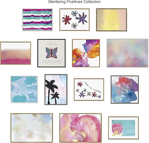 Miniatura 4 de Kate and Laurel Mentoring Positives, lienzo enmarcado de mango de Sylvie para pared, 22 x 22 pulgadas, natural, arte abstracto decorativo para pared