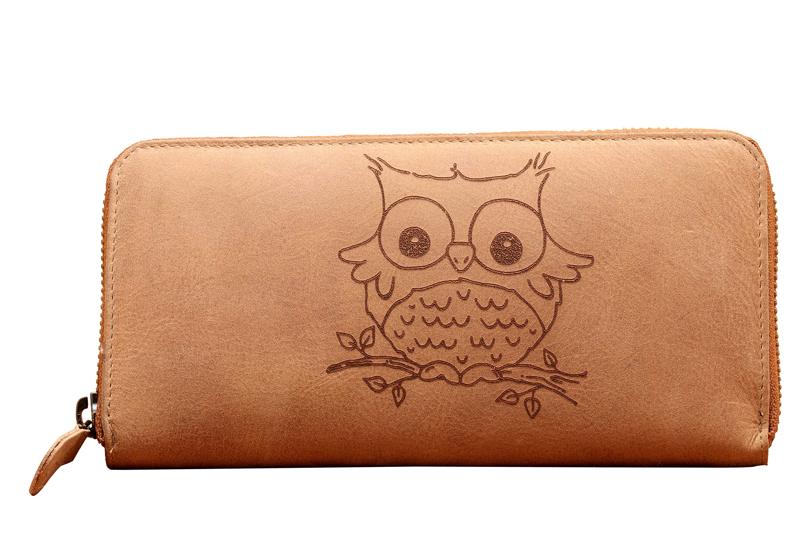 Owl-Ways Yours Genuine Round Zipper Leather Wallet - Tan-image-24